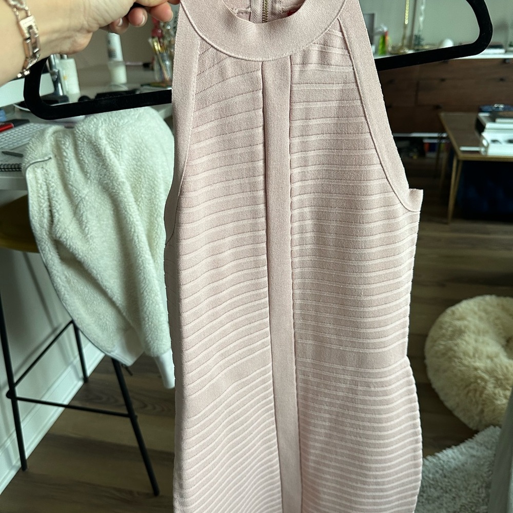 Guess Blush Pink Textured Midi Dress
